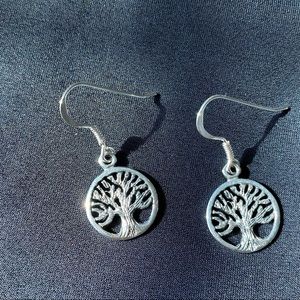 New Sterling Silver Tree of Life Earrings Stamped 925